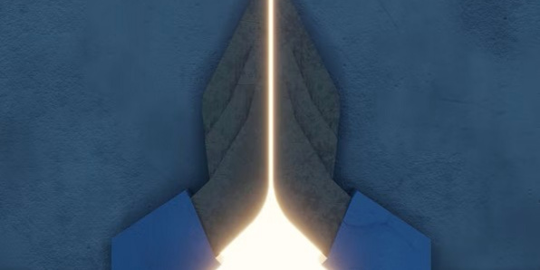 A cropped image of cover of Mark Coeckelbergh's book, Artificial Religion, showing two praying hands with light between them.